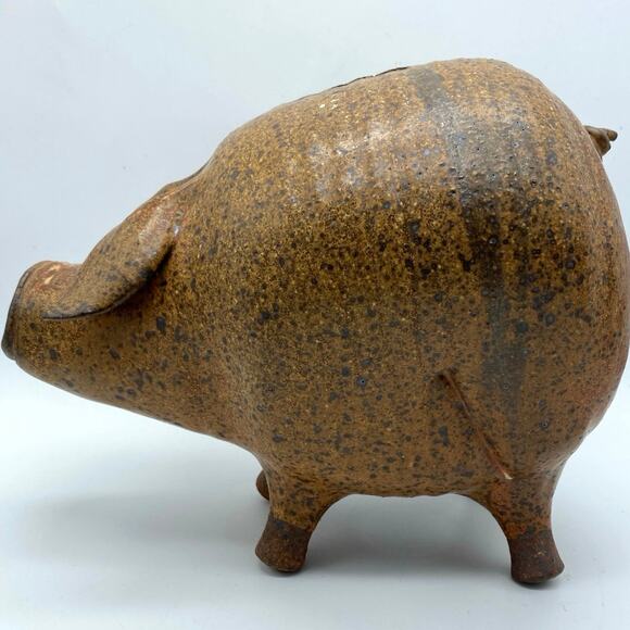 Vintage Large‎ Stoneware Studio pottery Pig piggy bank. Handcrafted - Picture 1 of 10